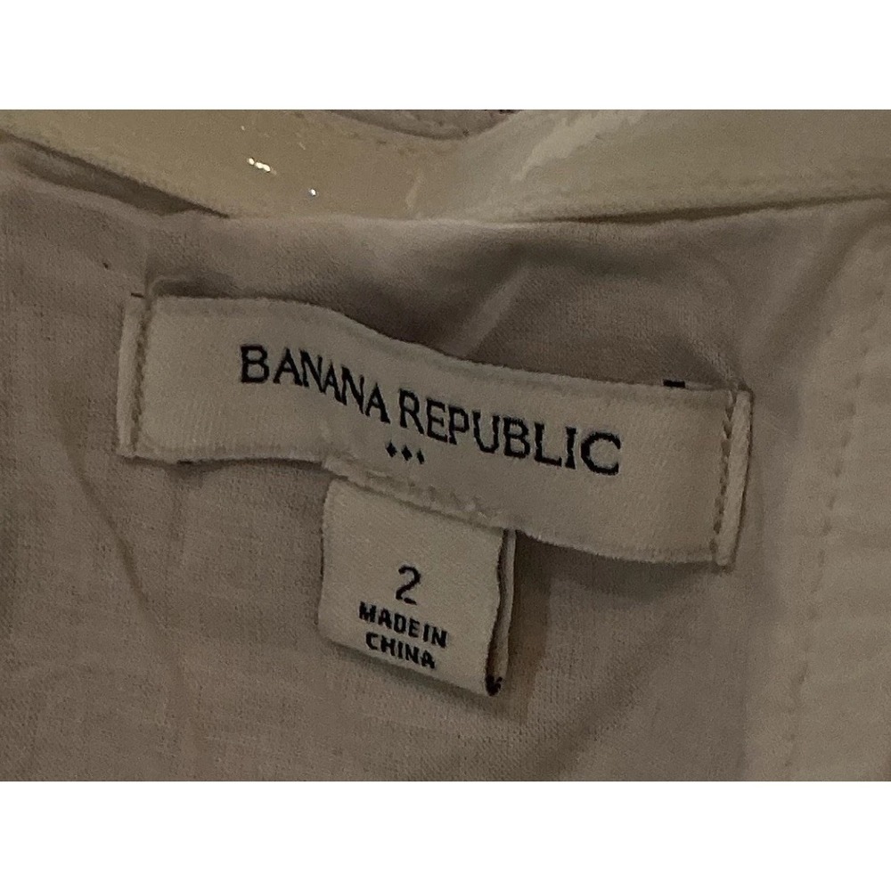 Banana Republic Mini Dress Womens 2 Tan Belted Linen Blend Lined - Picture 3 of 8